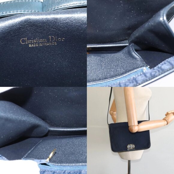 Christian Dior Trotter Canvas Shoulder Bag Navy Gold Auth ep8528 - Picture 14 of 15